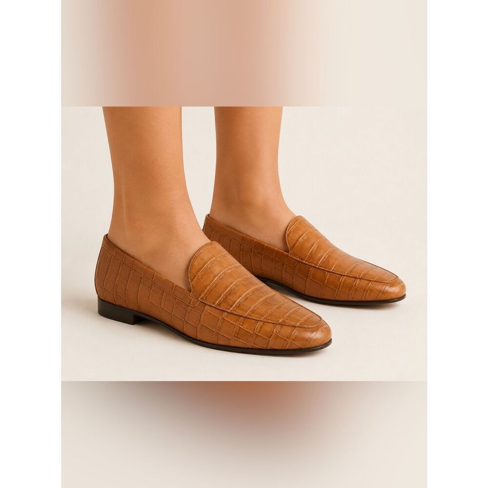 J Jill Brown Embossed Leather Loafers size 10